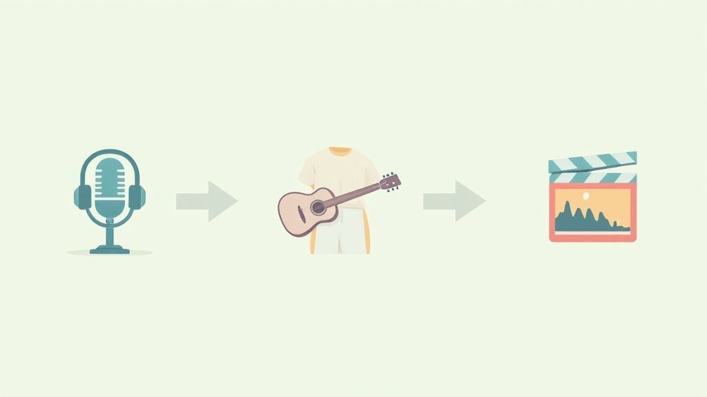 A person editing audio files on a computer screen.