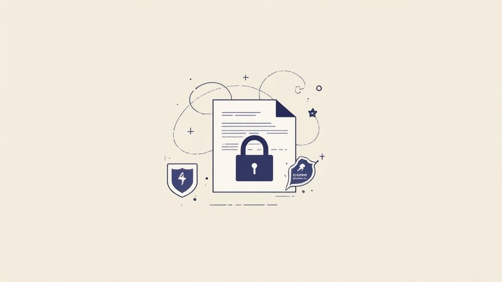 A lock icon superimposed on a server rack, symbolizing data security and protection in a digital environment.