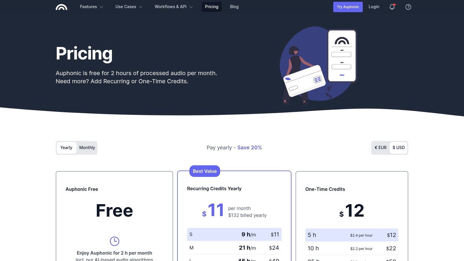 Auphonic Pricing Page