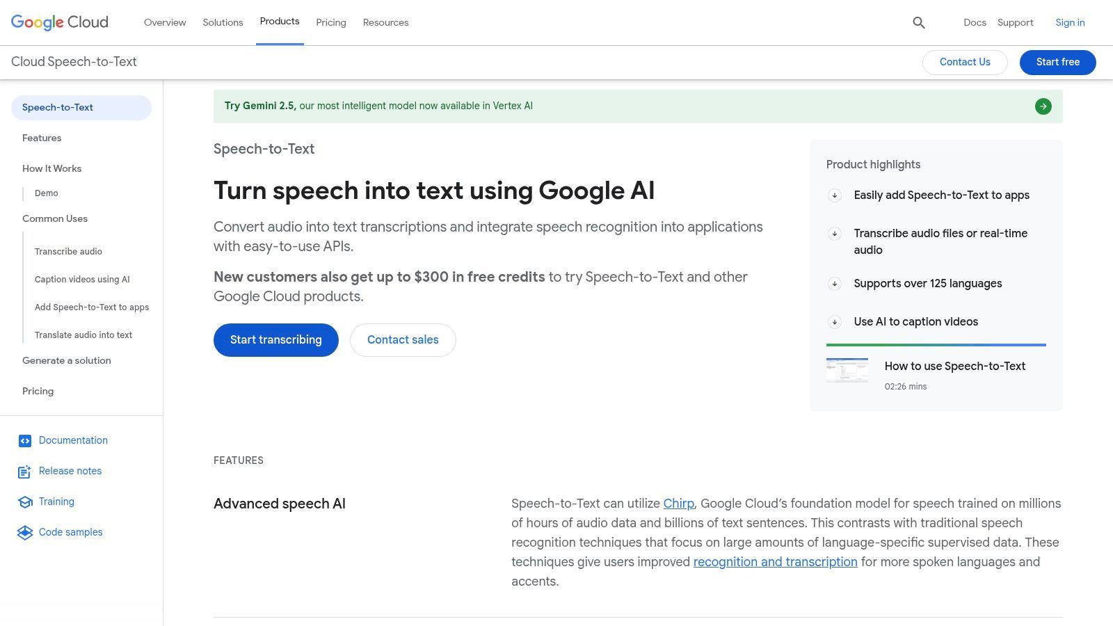 Google Cloud Speech-to-Text (V2)