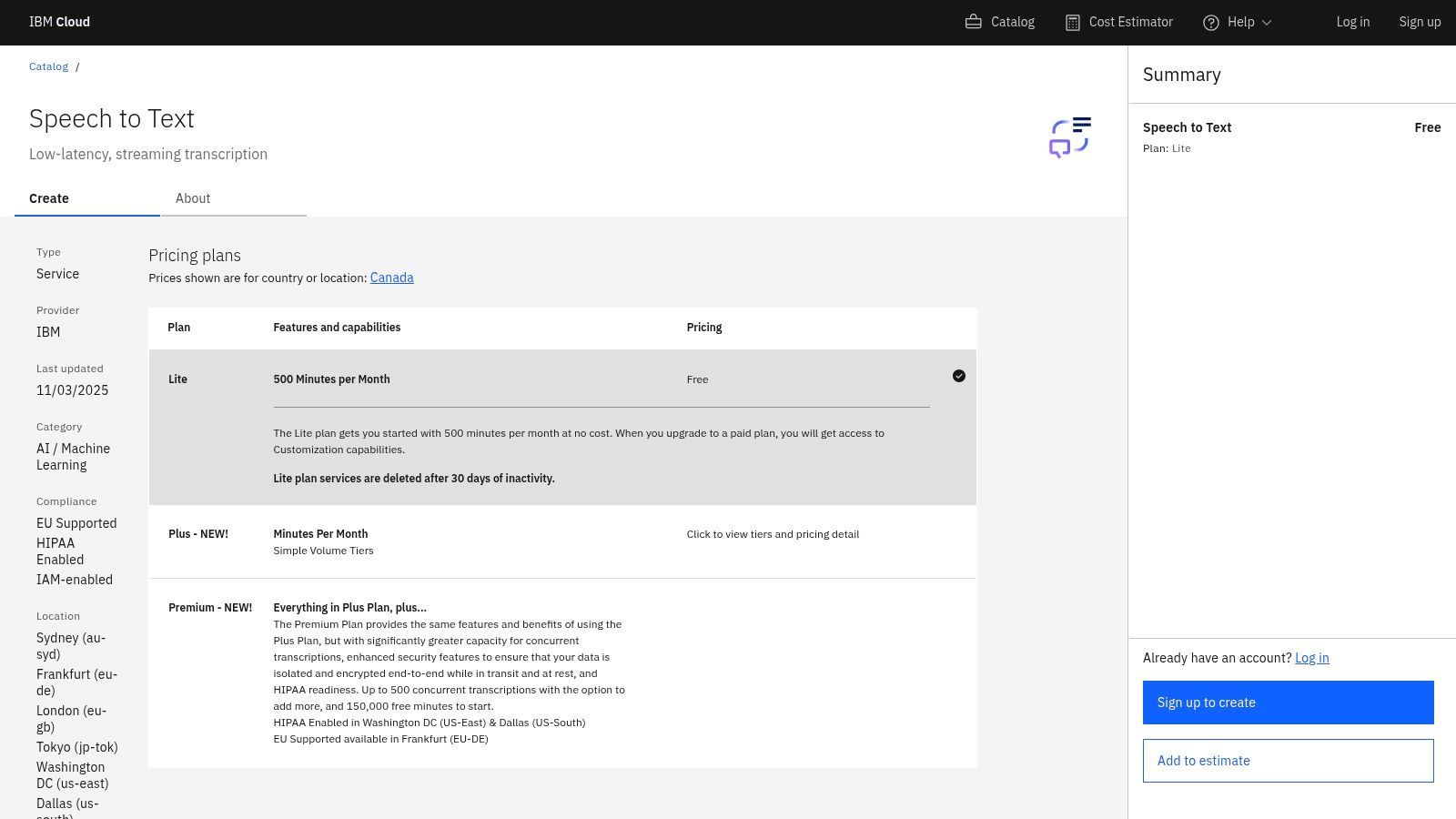 IBM Cloud – Speech to Text